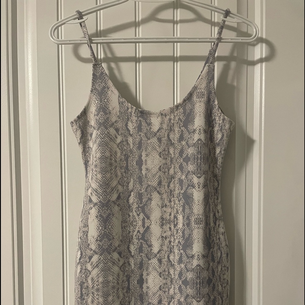 Snakeskin body con dress